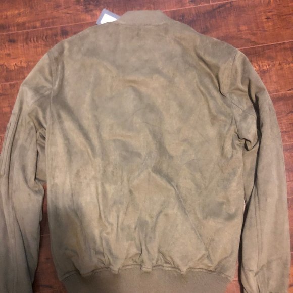 Slate and Stone Olive Green Faux Suede Bomber-NEW - Picture 2 of 3